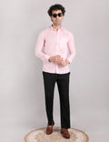 Mens Solid Linen Shirt | Lightweight Breathable Full Sleeve Shirt for Office Casual and Summer Wear | Pink Size