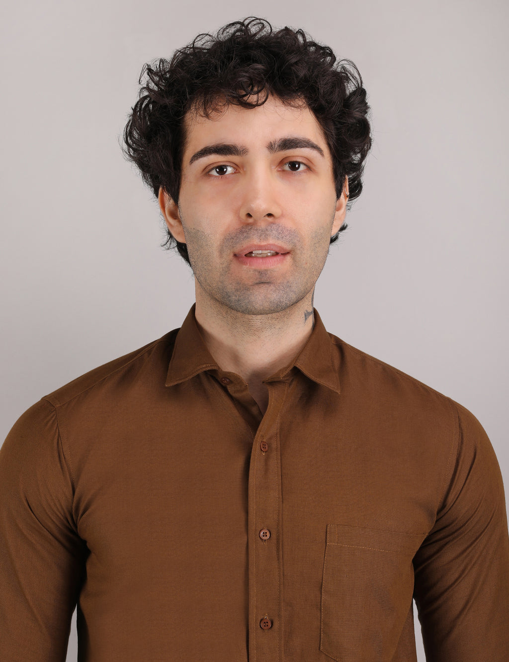 Mens Solid Linen Shirt | Lightweight Breathable Full Sleeve Shirt for Office Casual and Summer Wear | Brown