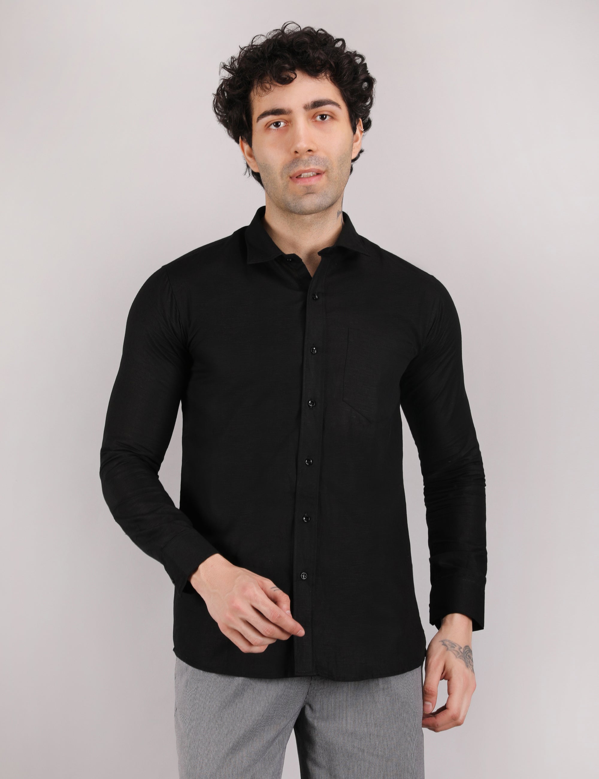 Mens Solid Linen Shirt | Lightweight Breathable Full Sleeve Shirt for Office Casual and Summer Wear