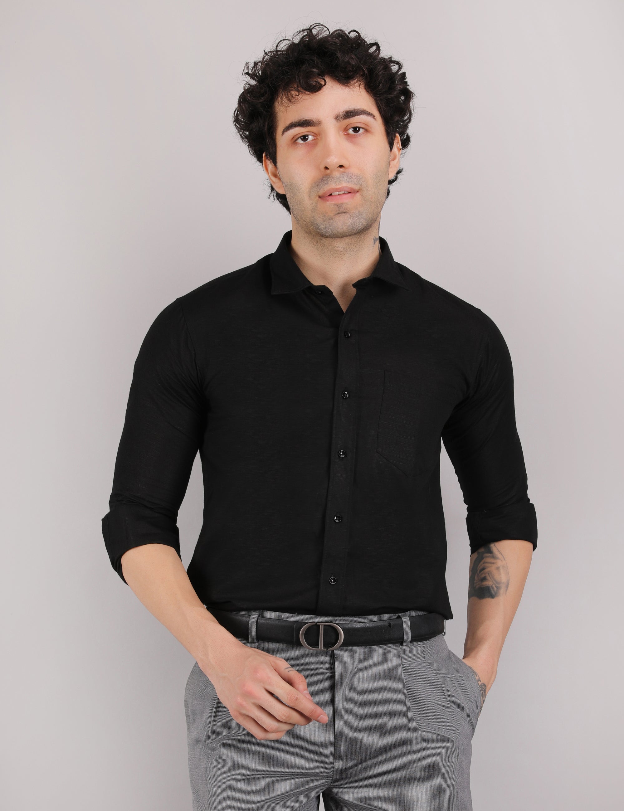 Mens Solid Linen Shirt | Lightweight Breathable Full Sleeve Shirt for Office Casual and Summer Wear