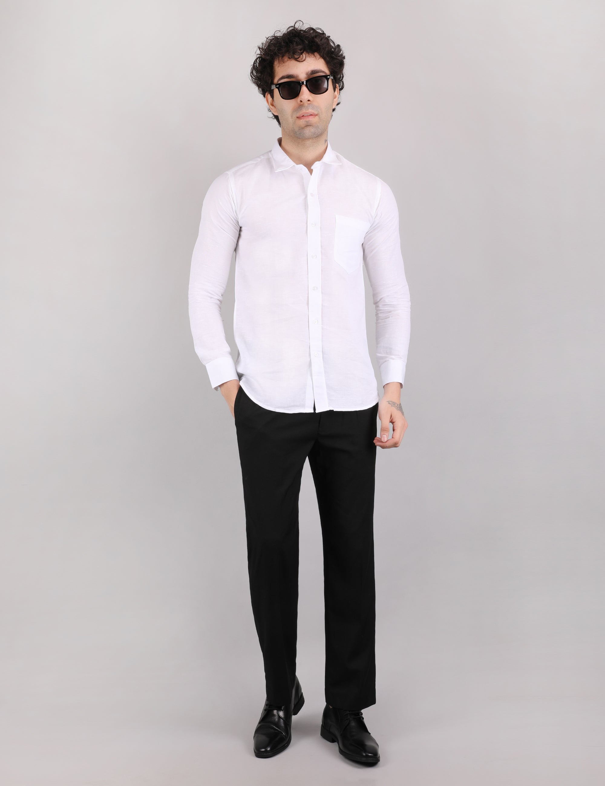 Silkyester Men's Solid Linen Casual Shirt | Lightweight Breathable Full Sleeve Shirt for Office, Casual & Summer Wear