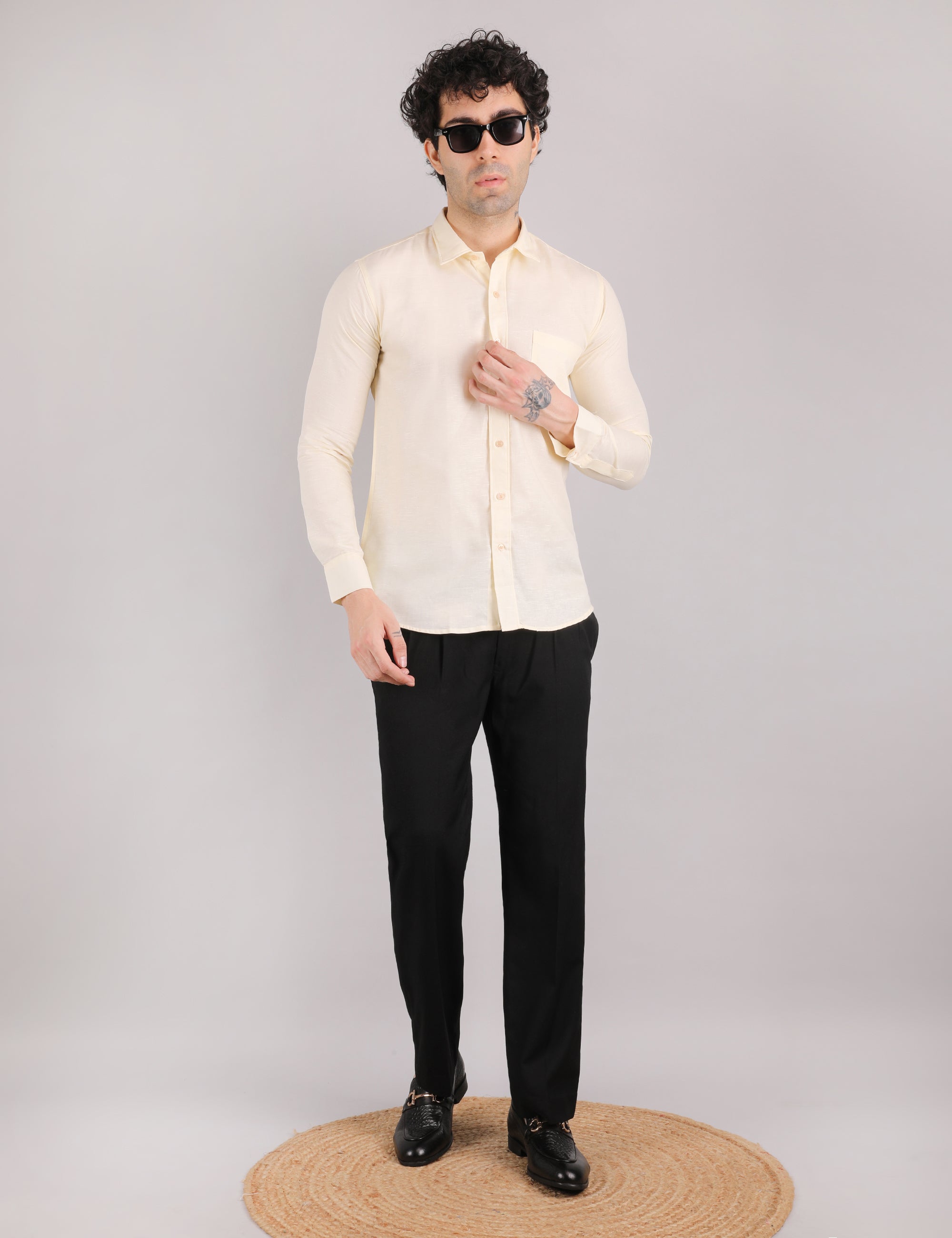 Mens Solid Linen Shirt | Lightweight Breathable Full Sleeve Shirt for Office Casual and Summer Wear |