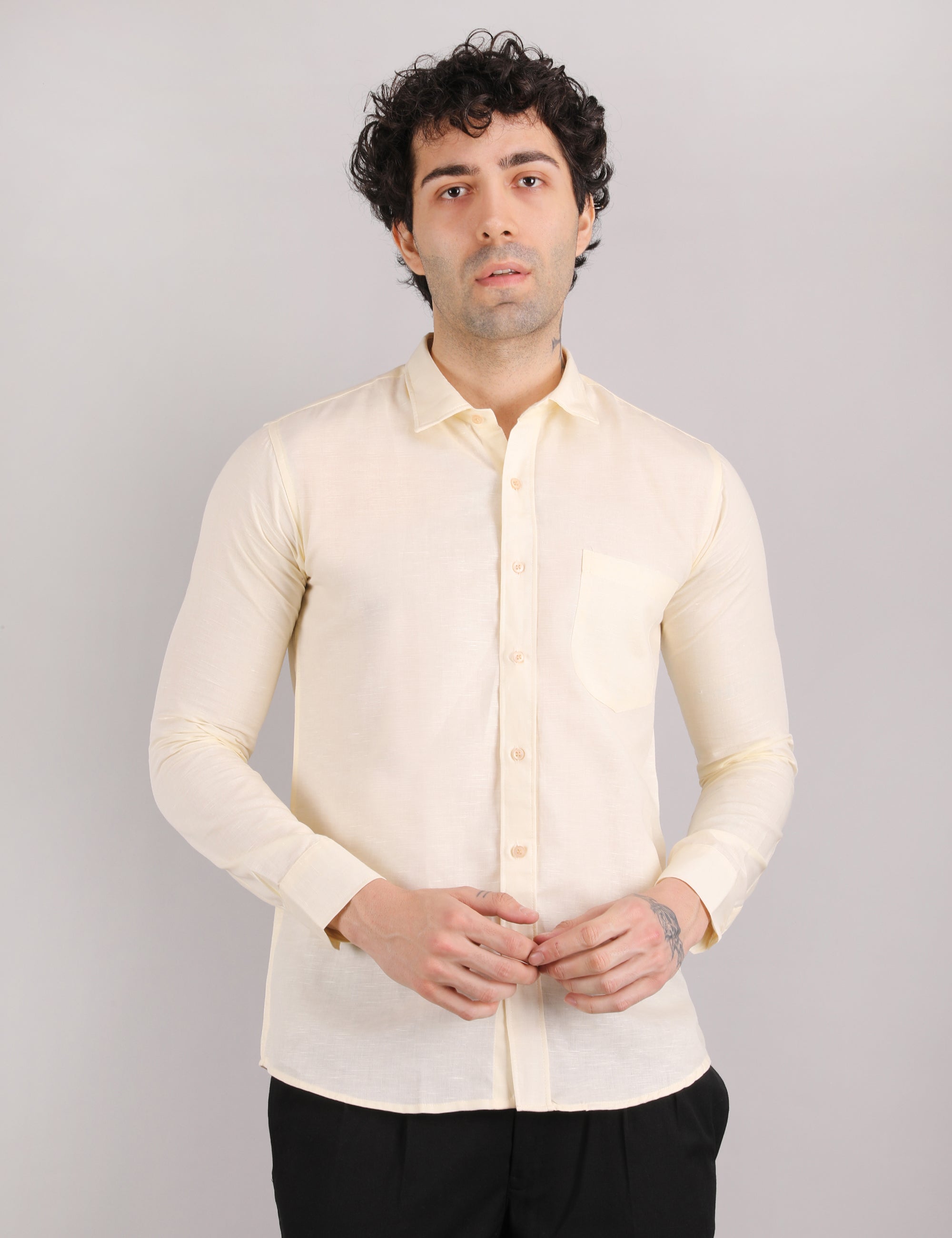 Mens Solid Linen Shirt | Lightweight Breathable Full Sleeve Shirt for Office Casual and Summer Wear |