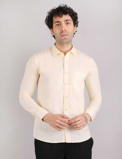 Mens Solid Linen Shirt | Lightweight Breathable Full Sleeve Shirt for Office Casual and Summer Wear |