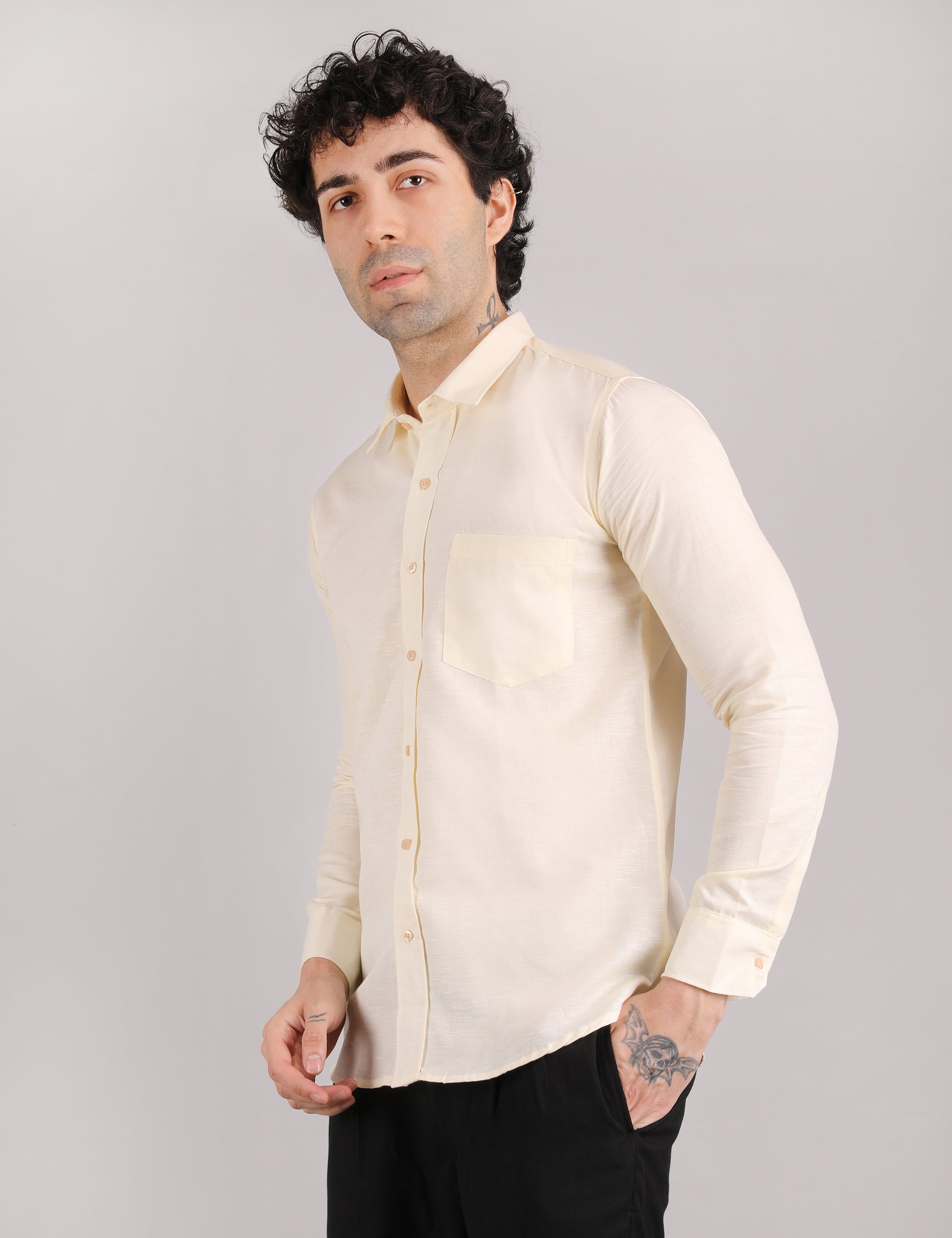 Mens Solid Linen Shirt | Lightweight Breathable Full Sleeve Shirt for Office Casual and Summer Wear |